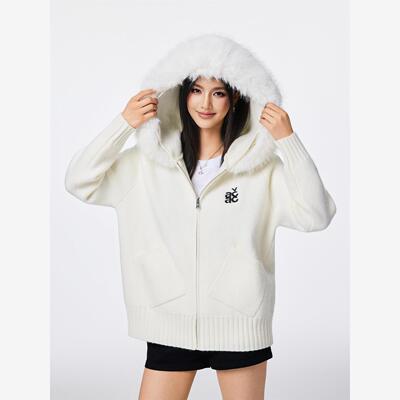 【Achock官方店】奶油风毛领连帽毛衣软糯温柔感加厚针织秋冬外套
