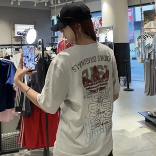 Adidas阿迪达斯三叶草男复古做旧印花运动短袖T恤LE7353/LE7354