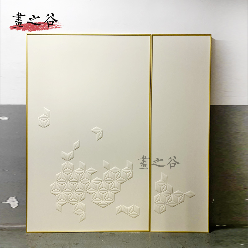现代轻奢立体皮雕画 新中式高端别墅客厅玄关走廊过道装饰画挂画图片