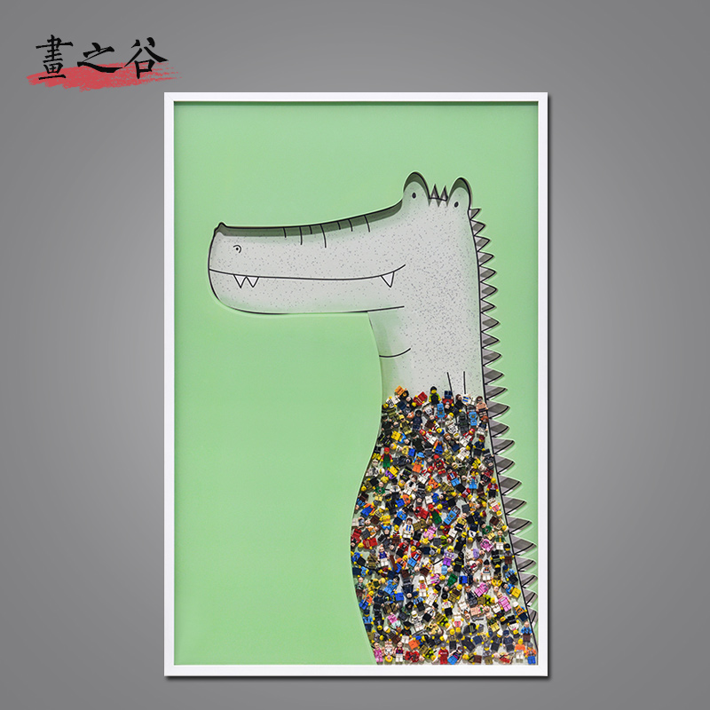 样板间可爱积木卡通儿童房实物画手工立体现代简约装饰画创意挂画图片