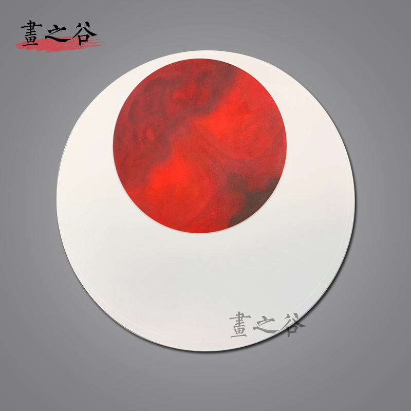 纯手绘实物立体雕刻画装饰画 白色圆形红色圆形拼接无框挂画壁画图片