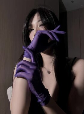 超薄透丝滑高密黑丝分指手套女
