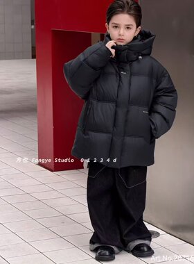 方也三防羽绒服冬季2026新款儿童短款加厚保暖冬装外套