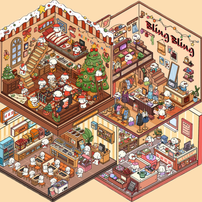 雀麦Bobo今日营业中造景小屋贴纸微缩收纳场景手账diy学生玩具粘