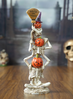 跨境万圣节笑脸南瓜堆堆乐万圣节氛围桌面庭外装饰道具树脂摆件