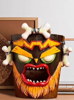 愤怒面具玛雅部落图腾花插花盆