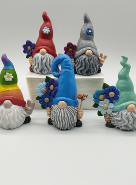 娃娃树脂摆件持花工艺品