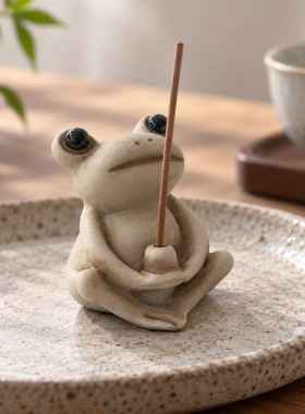 中式青蛙树脂工艺品香插摆件