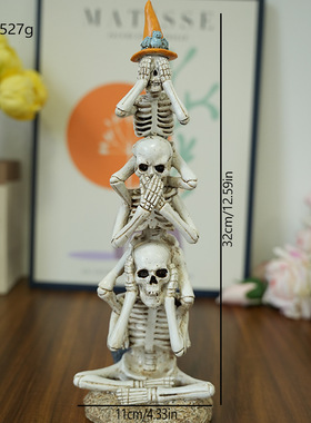 万圣新品不听不看不说连体骷髅万