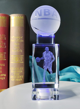 水晶篮球摆件科比詹姆斯NBA模型