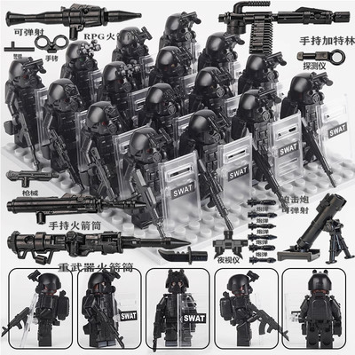军事特种兵人仔士兵积木人城市特警小人男孩适用乐高拼装儿童玩具