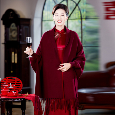 2025新款配旗袍的披肩秋冬季婚宴喜婆婆外套外搭婚礼妈妈礼服外披