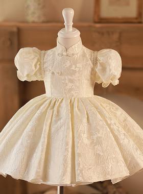 儿童礼服公主裙白色钢琴演奏演出服女童中国风周岁礼服女宝宝高级