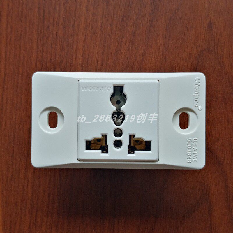 wonpro稳不落窄板机柜仪器老化车3孔多用孔一位万用插座WF-9.1R4T