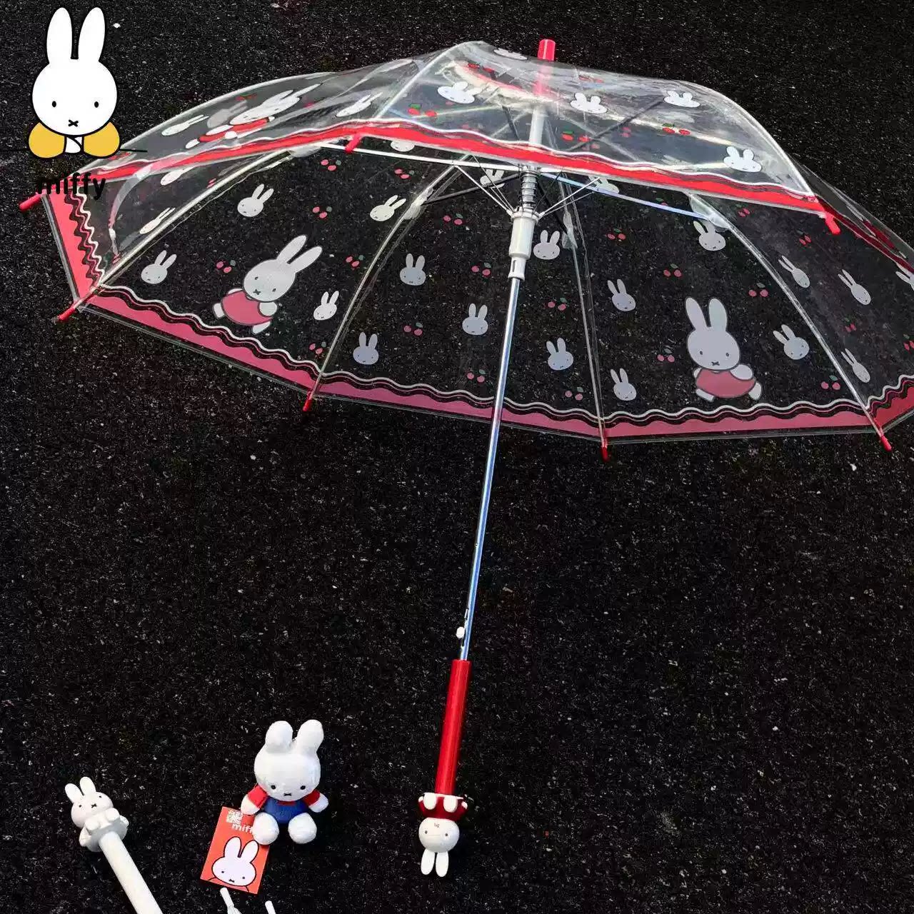 miffy米菲兔雨伞全自动透明磨砂长柄伞高颜值可爱兔子头女生雨伞图片