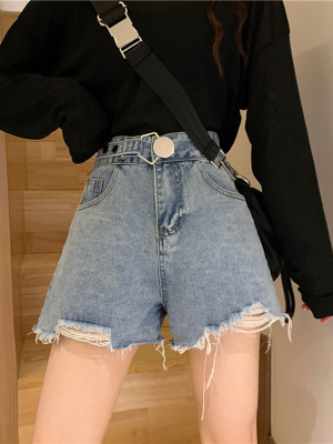 taobao agent Jeans, autumn fitted shorts, high waist, Korean style, A-line