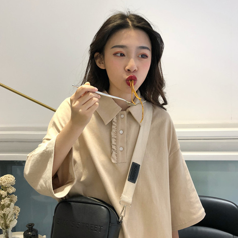 运动裙子女夏季2018新款中长款休闲POLO衫显瘦T恤连衣裙 polo领潮