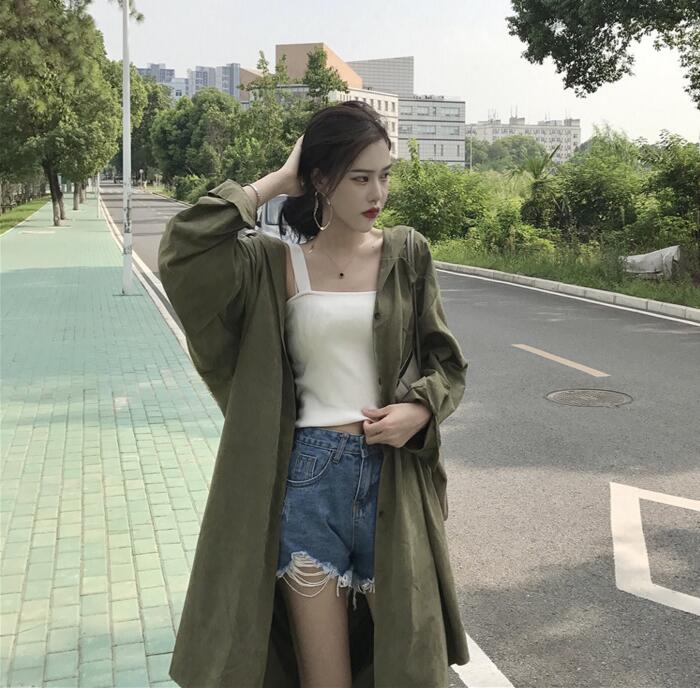 2018´º¼¾Ð¿°æÖг¤¿î´óÂë·çÒÂÅ®×°¿íËɵ¥ÅÅ¿ÛÏÔÊݳ¤Ð䱡ÍâÌ׳±