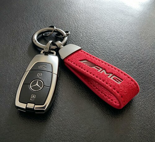 AMGCar Keychain for Benz Leather & Suede Key Fob Chain钥匙扣