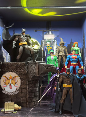 DC正义联盟蝙蝠侠摄影布景兵人手办盒贴纸展示柜背景图摄影布景