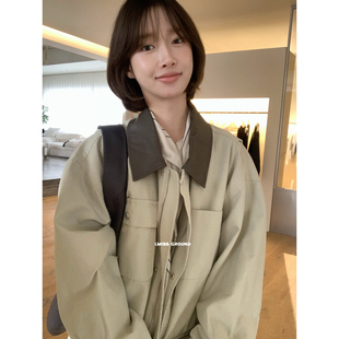 IMISS-春上新韩标撞色领宽松风衣