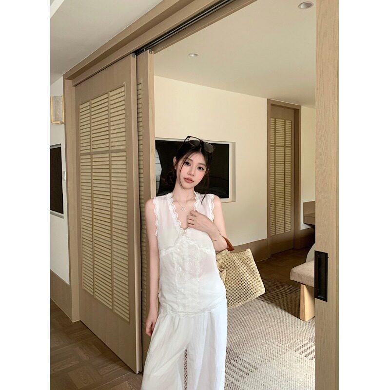 PPSHD｜ 韩系2026年夏季新款蕾丝花边背心女夏百搭显瘦V领上衣