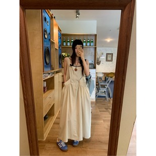 韩系设计感莱赛尔天丝背带连衣裙撞色背心套装 PPSHD