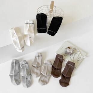 依依妈男童秋冬袜子儿童百搭字母中筒袜棉韩ins潮款 运动袜5双装