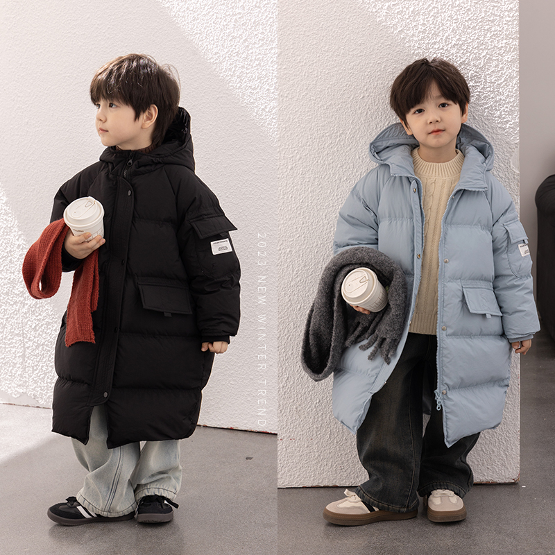 男童长款新国标90白鸭绒羽绒服