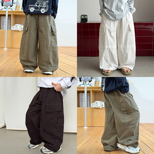 依依妈男童拼接直筒工装裤儿童春装裤子宝宝宽松纯色耐磨休闲裤潮