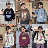 依依妈男童字母卡童印花卫衣儿童春装 上衣宝宝宽松圆领休闲打底衫