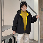 清仓 男童夹棉加绒冲锋衣儿童冬装 宝宝棉衣休闲纯色连帽加厚外套