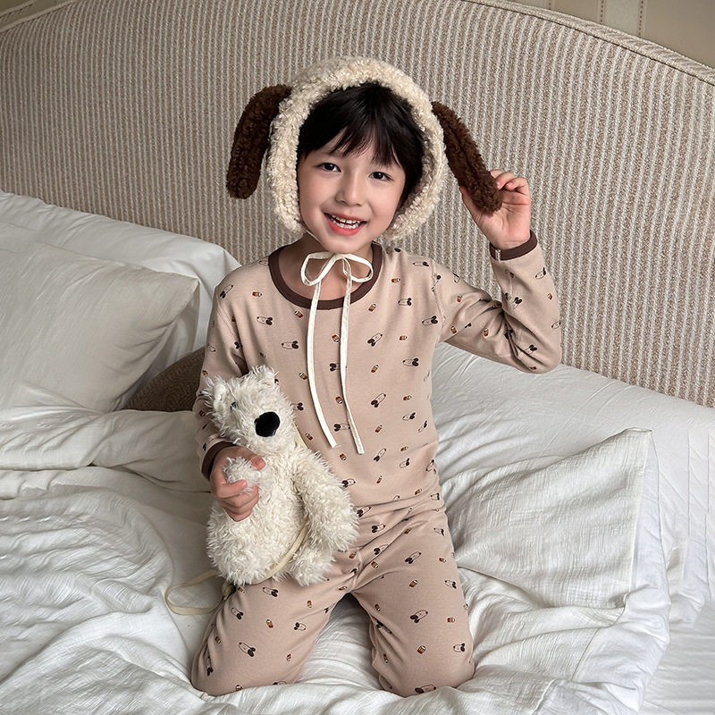 依依妈男童10A抗菌家居服儿童中小女童280克无骨秋衣秋裤睡衣内衣图片