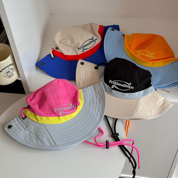 儿童遮阳渔夫帽拼色太阳帽