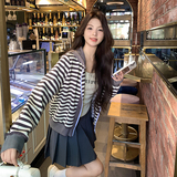现货新款秋装条纹衫连帽卫衣拉链棒球服小个子学生外套P115K168，女装套装/套裙，2C311
