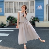 盐甜系穿搭无袖背心套装女夏新款小个子休闲显瘦轻薄半身裙两件套，女装套装/套裙，2C311