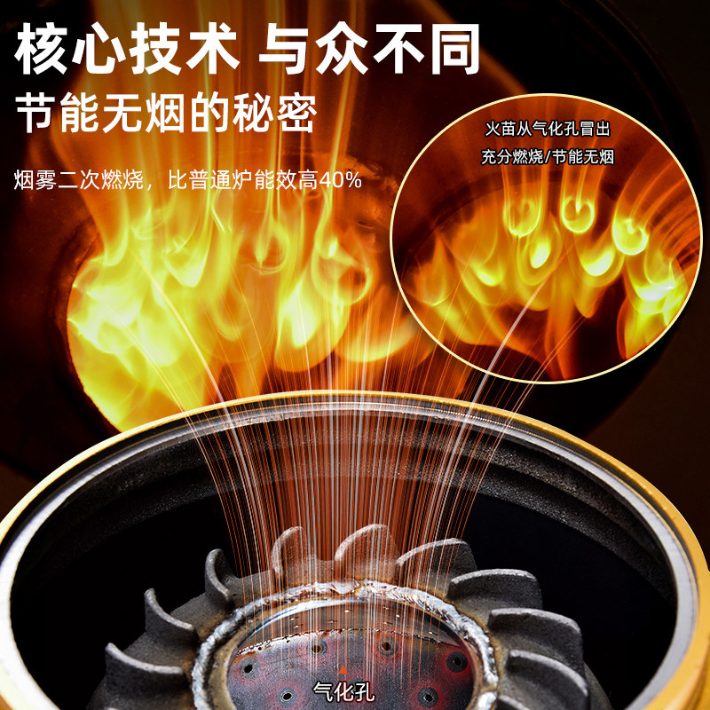 下烟道气化炉烤火炉子节能无烟烧柴地烟道取暖炉地炉子采暖地火炉