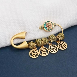 黄金色别针宝宝孕妇婴儿外出平安挂件古法沙金半成品别针