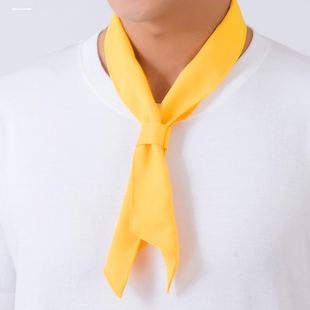 红色涤纶厨师领巾汗巾酒店工作服服务员方形领带配饰领结