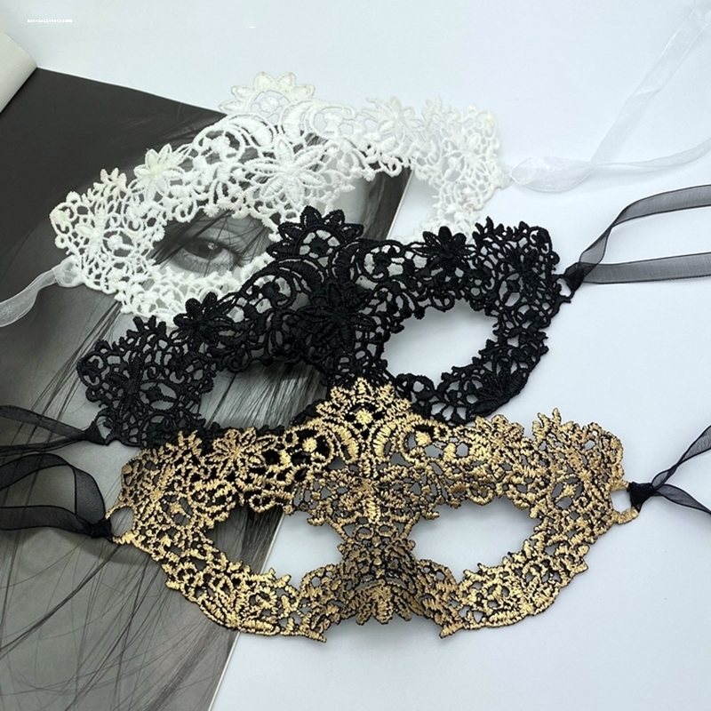 万圣节用品假面舞会半脸面具蕾丝烫金镂空眼罩女成人儿童演出道具