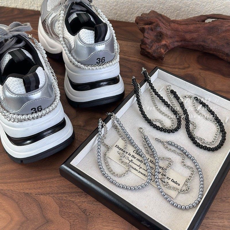 洋气时髦个性双层仿珍珠鞋扣配饰