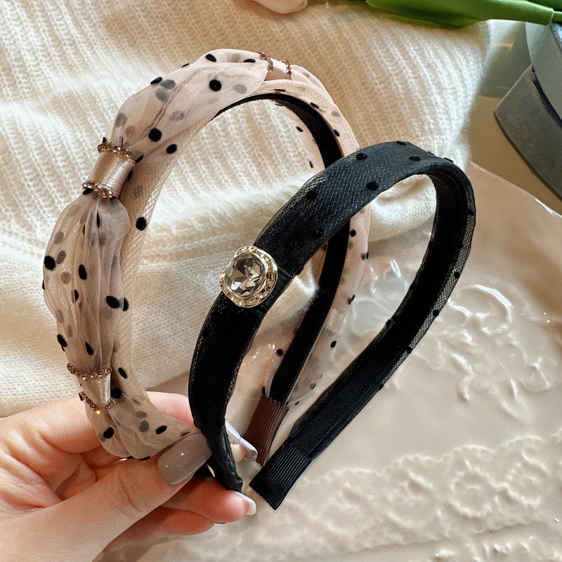 复古网红气质波点蕾丝网纱发箍