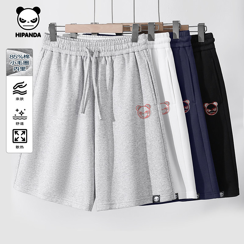 Hipanda你好熊猫系带阔腿潮牌小毛圈透气短裤2026夏季新款五分裤,男装,短裤,淘宝优惠券,粉丝福利购,淘宝优惠卷