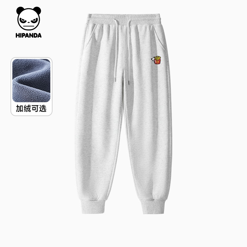 Hipanda你好熊猫高级感基础加绒运动裤束脚卫裤潮男2025冬季潮牌,男装,卫裤,淘宝优惠券,粉丝福利购,淘宝优惠卷
