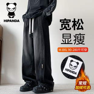 HiPanda你好熊猫秋冬季美式宽松牛仔裤男士新款加绒加厚保暖男GH