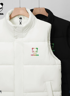 Hipanda你好熊猫潮牌日常保暖内搭无袖马甲男女2025冬季新款坎肩C