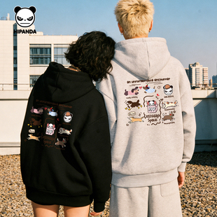 Hipanda你好熊猫复古潮牌设计感宽松连帽外套男2026春季新款夹克C