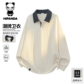 HiPanda你好熊猫秋冬季 翻领上衣男款 休闲宽松卫衣男士 2026春款
