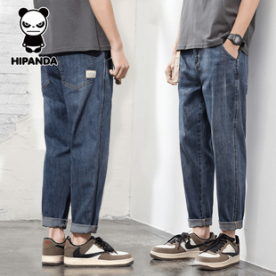HiPanda你好熊猫秋冬季新款牛仔裤男士宽松直筒男裤休闲长裤子GH