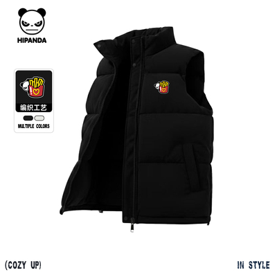 Hipanda你好熊猫时尚保暖潮牌简约无袖马甲男女同款2025冬季新款C
